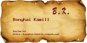 Bonyhai Kamill névjegykártya