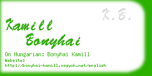 kamill bonyhai business card